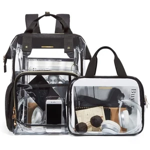 Clear Backpack Heavy Duty Transparent Backpack Set See Through Bookbags Durab... - Picture 1 of 6