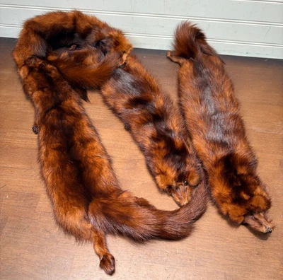 Mink Fur Collar Stole Wrap Scarf Vintage Genuine with 4 Mink Pelts. READ - Image 1 of 4