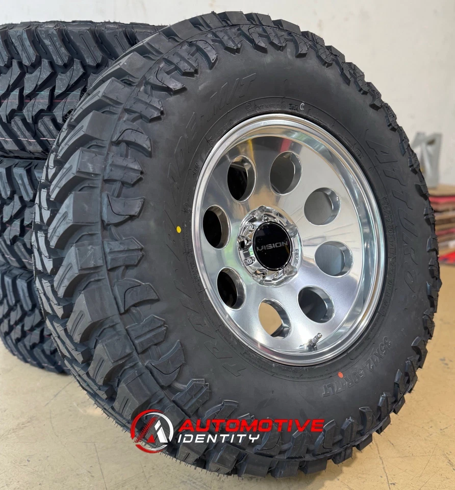 17x9 Vision Midway Polished 35" Atturo MT Tires 5X135 1997-2003 Ford F150 5 lug - Image 1 of 4