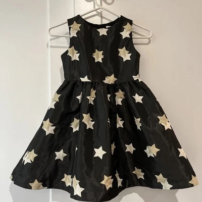Vestido Festivo Gymboree Niñas Talla 7 Dorado Brillante Estrellas Negro Foto 1 de 4