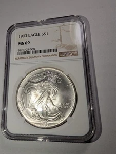 1993 Silver Eagle $1 Dollar, 1oz, NGC MS 69, White*** - Picture 1 of 5