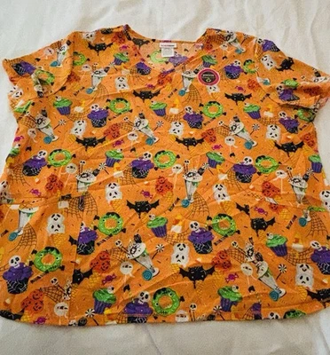 Halloween Scrub Size 3XL w/POCKETS NWT performance stretch ultra soft GHOST👻 - Image 1 of 4