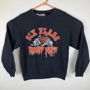 Vintage 1980er Six Flags Theme Park Fright Fest Sweatshirt schwarz Large USA SELTEN RARITÄT - Bild 1 von 6