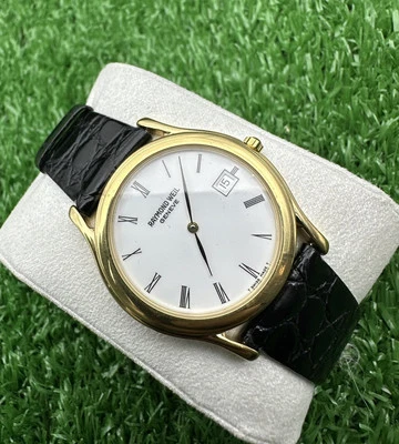 RELOJ HOMBRE 18K GP RAYMOND WIL ESFERA BLANCA REDONDA HECHO EN SUIZA AÑOS 80 RARO RELOJ Foto 1 de 4