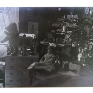 Antique Glass Negative Plate Christmas Tree Dolls Teddy Bear House Decor C 1910 - Picture 1 of 13
