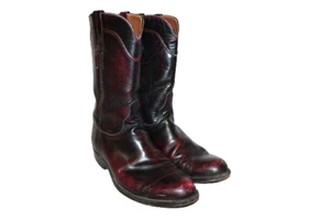 Lucchese Black Cherry Cowboy Boots Men's 8.5 B Round Toe Style MADE in USA - Picture 1 of 10