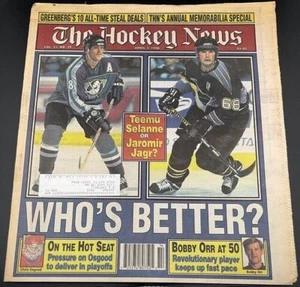THE HOCKEY NEWS - Vol. 51, No. 29, April 3, 1998- Selanne and Jagr - Picture 1 of 1