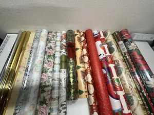 Vintage Wrapping Paper Rolls – Foil & Holiday Themes – Choose Design See Pics - Picture 1 of 25
