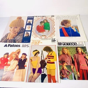 6x Patons Vintage Women's Knitting Patterns Totem Bluebell Caressa Jet Classic - Picture 1 of 5