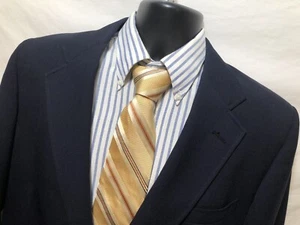 Vintage Cricketeer Men’s 42r Blazer Blue Gold Metal 2 Button Polyester Blend - Picture 1 of 7