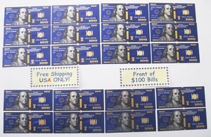 20 (TWENTY) BLUE 24K GOLD PLATED $100 DOLLAR BILL'S NEW STYLE! FREE SHIPPING! - Picture 1 of 10
