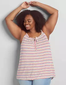 Lane Bryant Plus Size 22 24 Striped Tie-Neck Subtle Swing Cami Top Colorful - Picture 1 of 8