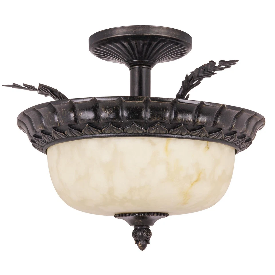 Sunlite Pendant Ceiling Fixture Weathered Bronze Finish Alabaster Glass - Image 1 of 1