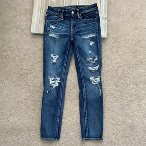 American Eagle Super Stretch Damen 2R Jegging Crop Distressed Denim Jeans DB1a - Bild 1 von 10
