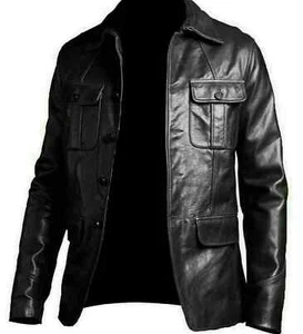 Blazer Coat Biker Black Motorcycle Bomber Men's Vintage Top Real Leather Jacket - Picture 1 of 7