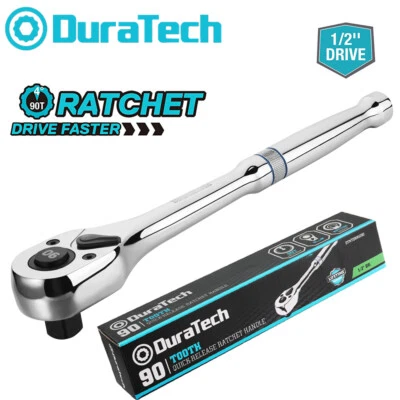 DURATECH 1/2" Drive Ratchet Handle 90-Tooth Ratchet Wrench Socket Wrench Handle - Image 1 of 4