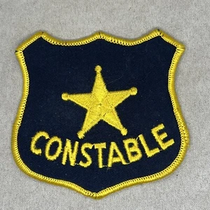 Parche bordado escudo policial vintage azul marino y dorado - Imagen 1 de 9