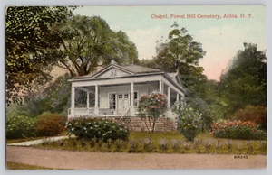 Postal Attica NY - Capilla, cementerio Forest Hill - Imagen 1 de 3