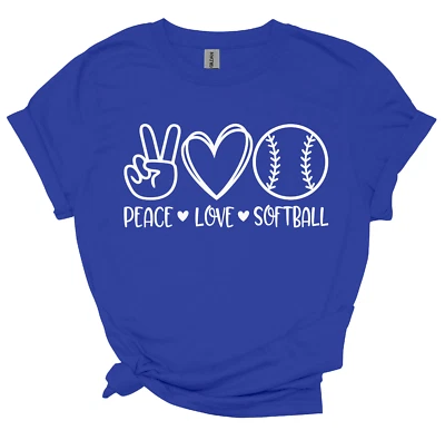 Camiseta de Softbol Niñas “PEACE LOVE SOFTBALL” Jóvenes y Adultos Gildan Unisex tallas Foto 1 de 4