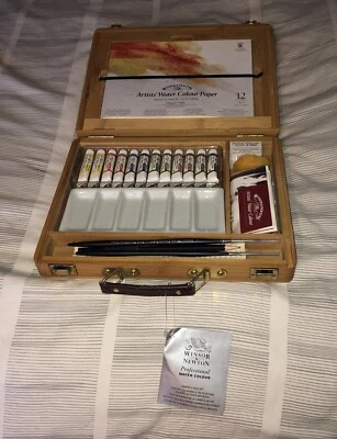 Winsor & Newton Artists' Watercolour Bamboo Box Set Brand New 12 x 5ml Tubes - Image 1 of 4