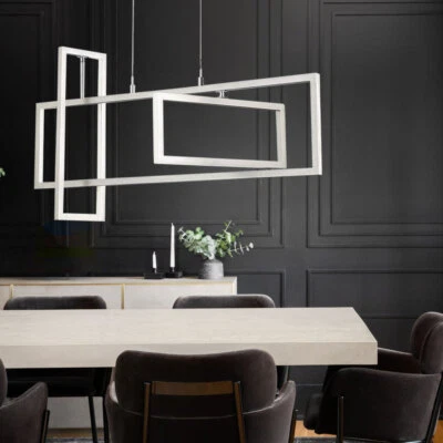 Lampada a Sospensione Luce Tavolo da Pranzo Regolabile Argento Angolare 3xLED - Immagine 1 di 4