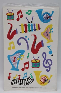 Vintage 1991 Current Inc Stickers 3 Sheets Sassy Sounds Musical Instruments NEW - Picture 1 of 6