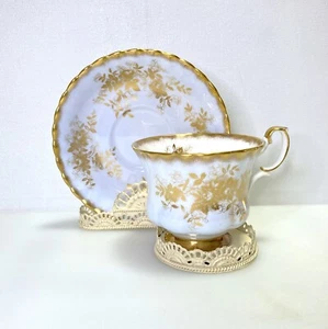 VINTAGE SERIE Royal Albert Tasse und Untertasse Gold Floral auf Blau mit Goldrand - RAR - Bild 1 von 13