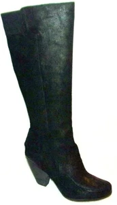 New Max Studio Jasper Black Burnished Suede Tall Heeled Boots 10 M - Picture 1 of 3