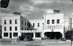 M-16 Hotel Elliott Belleville Kansas Postcard Belle & Wichita HPO to N.Y Posted - Picture 1 of 2