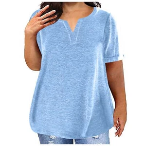 ZyeKqe T-Shirt Women´s Plus Size 3X Green Short Sleeve Crewneck Solid Color --W5 - Picture 1 of 5