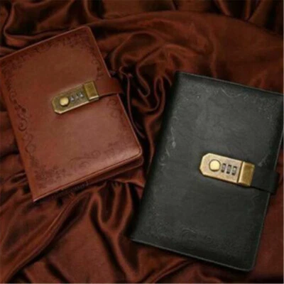 MARKENLOS Vintage A5 Tagebuch Notebook Journal Notizblock mit Code Lock & Hard Cover