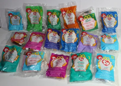 Lot of 17 McDonalds Toys TY New Sealed Packages Animals Barbie Iguana Snake Crab - image 1 of 4