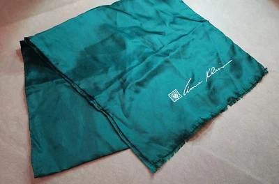 Vintage Anne Klein Solid Royal Green 100% Silk Fringe Square Scarf 44" long - Image 1 of 4