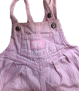 Vintage Oshkosh B’gosh Baby B’gosh Vestbak Overalls Pink Railroad Stripe 3/6M - Picture 1 of 5
