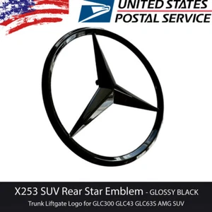 NEW Gloss Black Mercedes Benz GLC X253 Rear Boot Trunk Star Badge A2538170016 - Picture 1 of 6