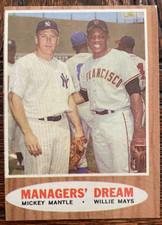 MICKEY MANTLE/WILLIE MAYS  1962  TOPPS  Baseball Card - SLIGHT WEAR  - VINTAGE!