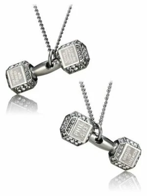 Collar con mancuernas de acero inoxidable para mujer - Phil 4:13 Foto 1 de 4