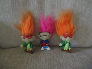Lot of 3 Neon Hair Trolls Glow in the Dark Vtg 1993 Burger King Kids Club Dolls - Picture 1 of 14