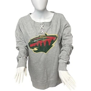 Minnesota Wild Sweatshirt Jersey Women small NHL pullover long sleeve gray new - Picture 1 of 12