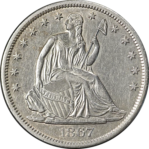 1867-S Seated Half Dollar AU/BU Details Great Eye Appeal Strong Strike Cover