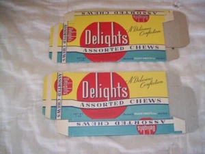 ANTIQUE NOS Delights Candy Boxes Movie Theater Size Store Advertising - Picture 1 of 6