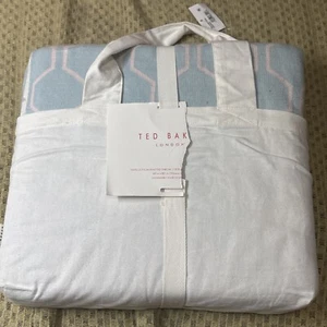 Nuovo con etichette Ted Baker traliccio geometrico opale blu/rosa cotone maglia lancio 60” x 80” India - Foto 1 di 5