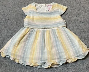 Tommy Bahama Girl’s Dress Sz 4 Yellow Stripes Cut Out Back Ruffles Beach Party - Picture 1 of 7
