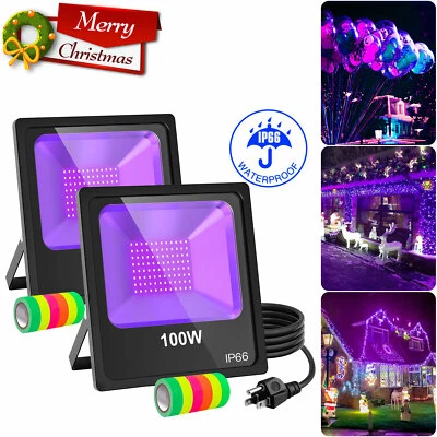 2 Pack 100W UV LED Black Light Stage Party Lighting Glow In Dark IP66 Waterproof - Image 1 of 4