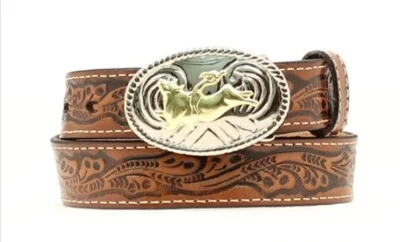"Cinturón Nocona Western para niños jóvenes Bull Rider hebilla marrón 33"" N4410402 talla mediana" Foto 1 de 4