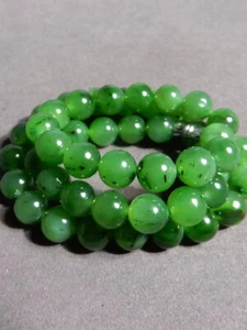 Pulsera de jaspe natural con cuentas de nefrita de 10 mm de jade hetiano certificado - Imagen 1 de 7