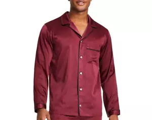 INC Mens Red Satin Long Sleeves Pocket Sleep Shirt Loungewear, S - Picture 1 of 3