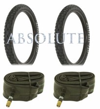 PAIR OF BLACK BICYCLE BMX MOTOCROSS LETTER DURO TIRES W/TUBES IN 20 X 2.125.