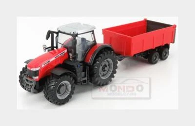 1:32 Burago Massey Ferguson 8740S Tractor With Tipping Trailer Red BU31662 Model - Image 1 of 2