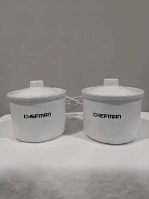 Food Warmer Set of 2 Chefman, Mini Fondue, etc. Small, 21 oz, White BRAND NEW  - Image 1 of 4